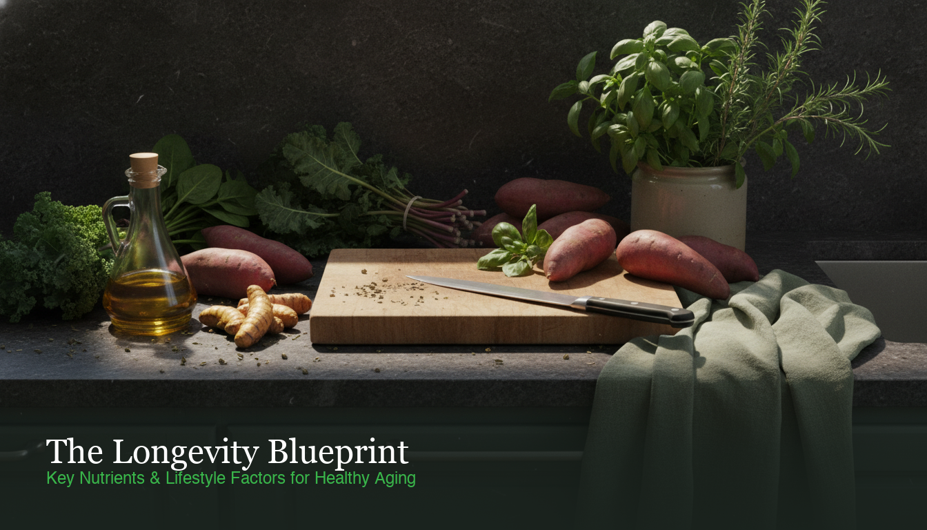Key nutrients for healthy ageing including omega-3 antioxidants resveratrol and herbal compounds